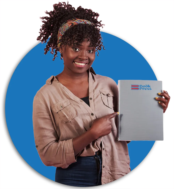 Woman holding BookPress book
