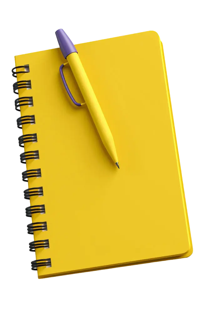 yellow notebook and pen